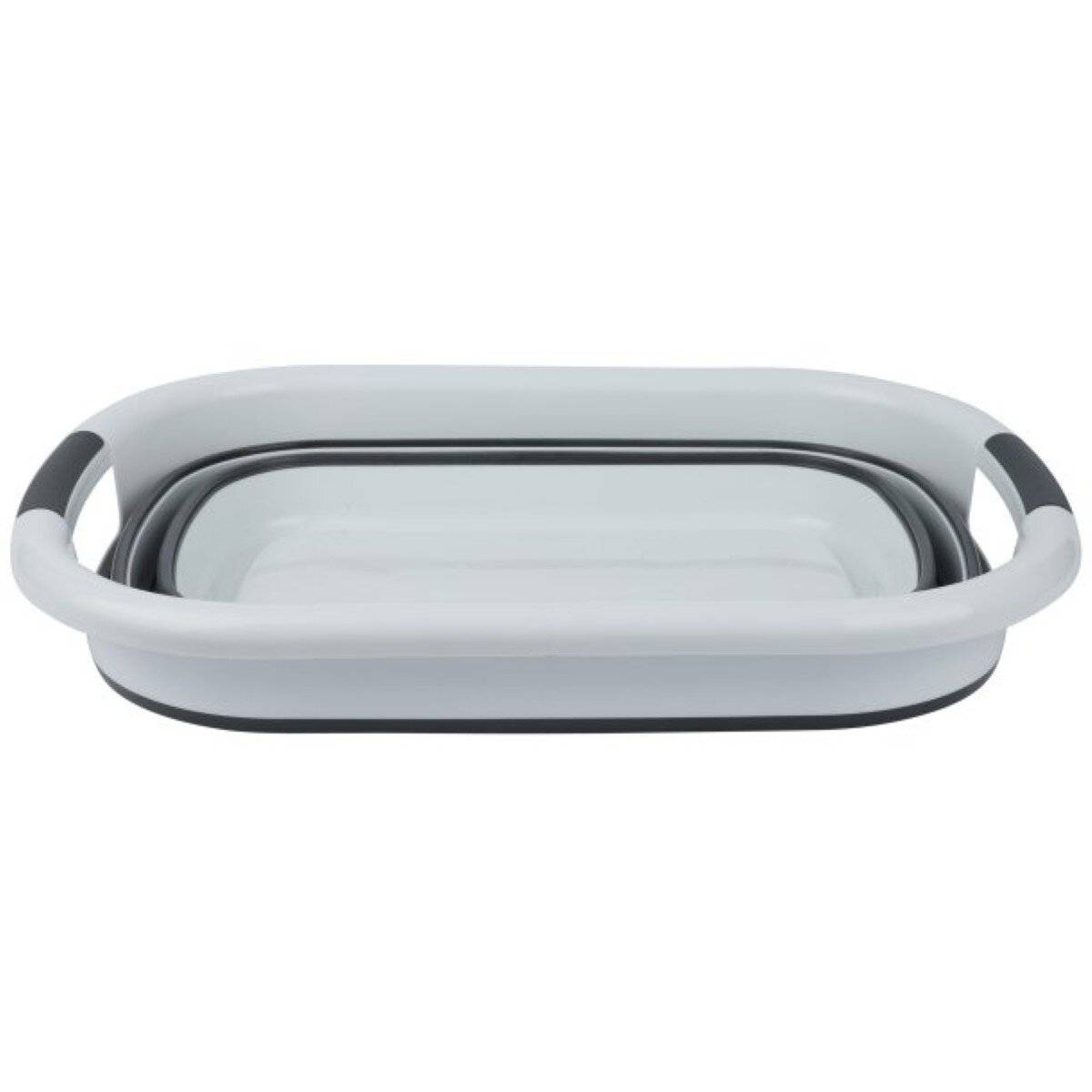 Faltbare Universalwanne/Wäschekorb, universell für Haushalt, Camping oder Garten - Weiß-Dunkelgrau