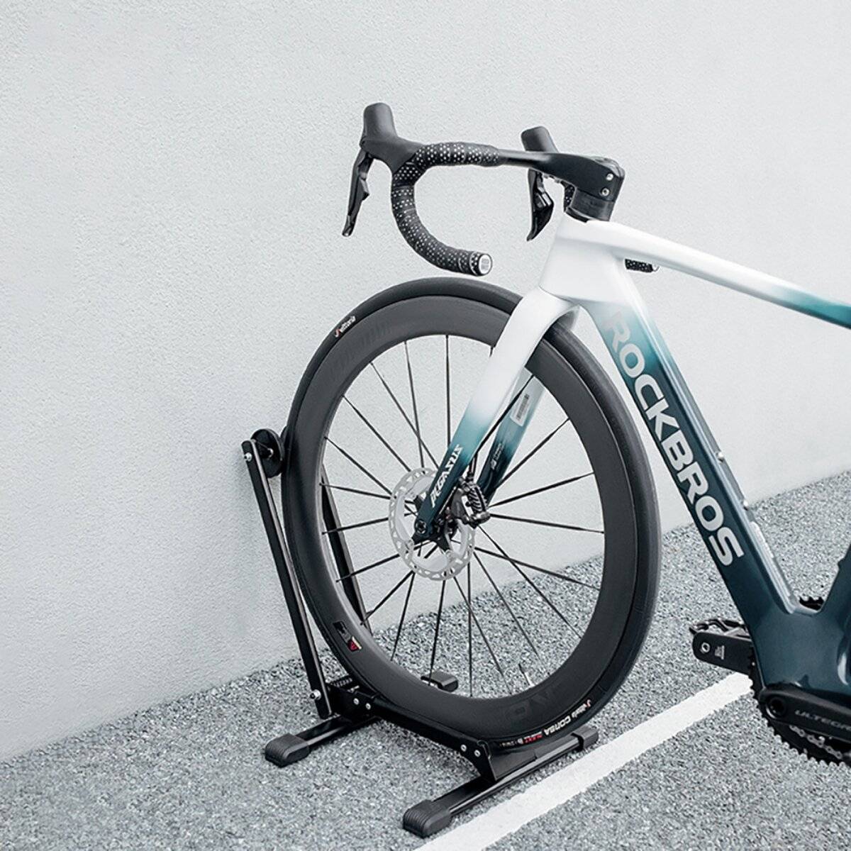 Wozinsky WSR-01 Klappbarer Fahrradständer aus Kohlenstoffstahl für 20 bis 29 Zoll rutschfeste Pads Schwarz