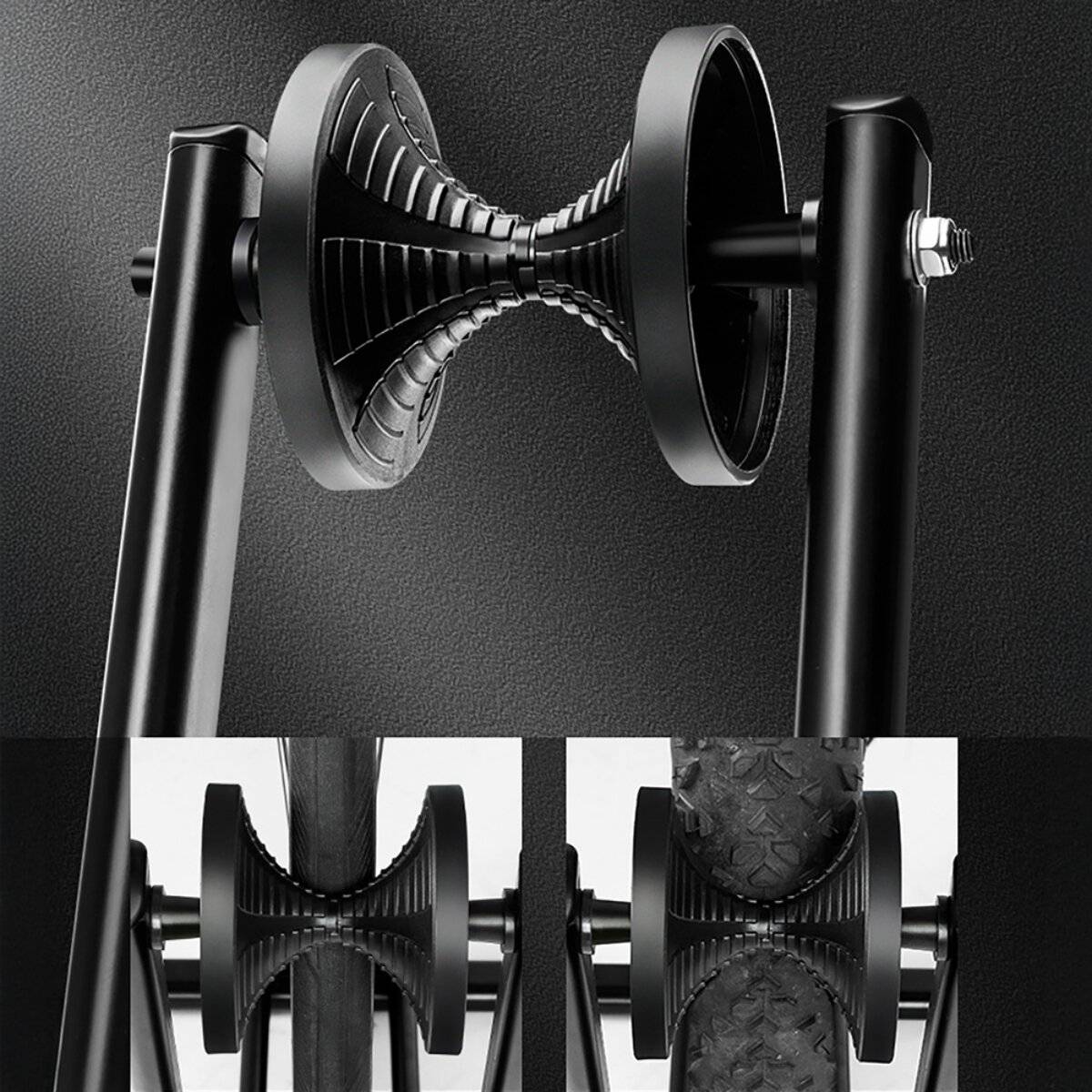 Wozinsky WSR-01 Klappbarer Fahrradständer aus Kohlenstoffstahl für 20 bis 29 Zoll rutschfeste Pads Schwarz