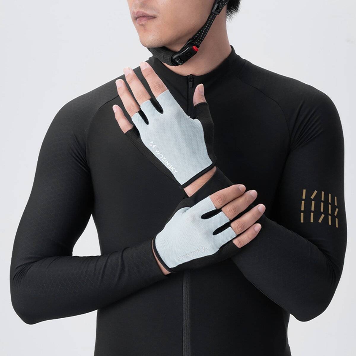 Wozinsky WRR-02 Fahrradhandschuhe rutschfest mit Ausziehhilfen Polyester Grau M