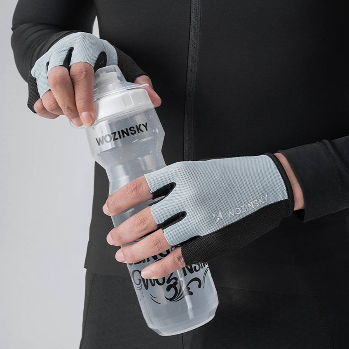 Wozinsky WRR-02 Fahrradhandschuhe rutschfest mit Ausziehhilfen Polyester Grau M