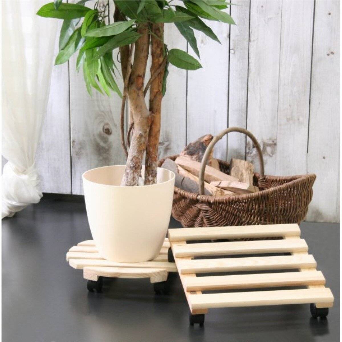 Pflanzenroller 35 x 35 cm - max 100 kg, mit 4 Rollen, für Garten, Terrasse & Balkon