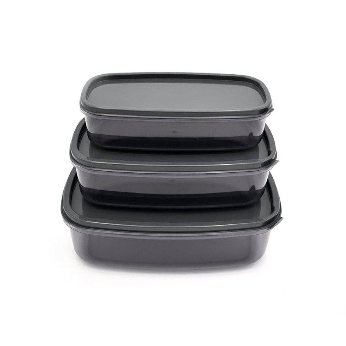 Aufbewahrungsbox Set 3er-Set, 300 / 500 / 850 ml, mit Deckel - Anthrazit