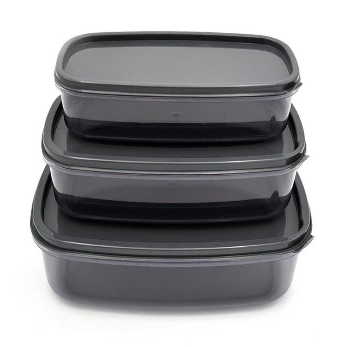 Aufbewahrungsbox Set 3er-Set, 1.350 / 2.000 / 3.150 ml, mit Deckel - Anthrazit