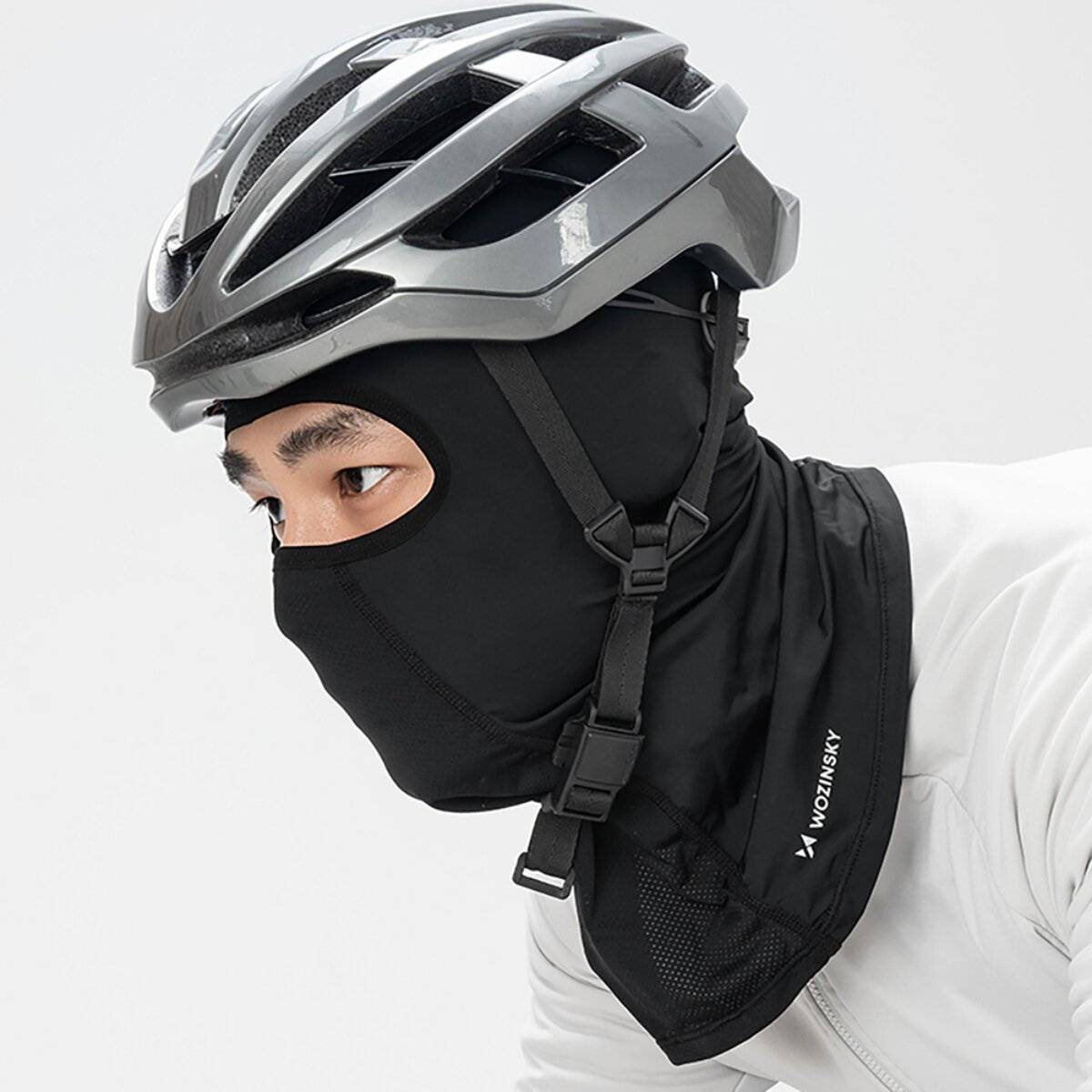 Wozinsky WKM-01B Sturmhaube Gesichtsmaske für Motorrad Fahrrad atmungsaktiv Eisseide UV Staubschutz Schwarz