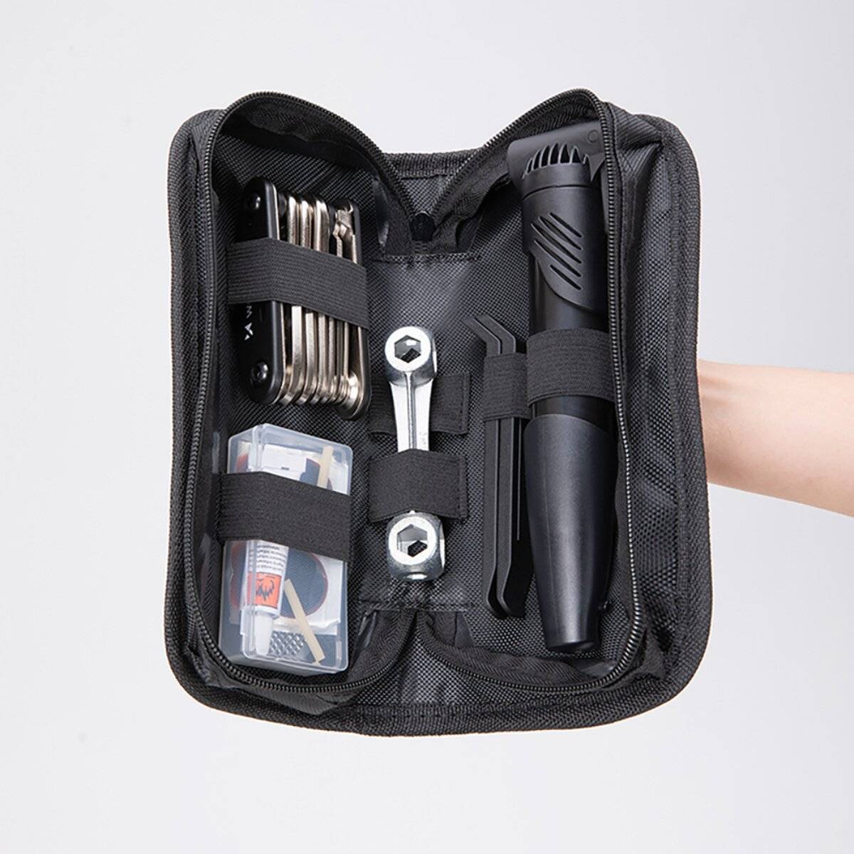 Wozinsky WMZ-01N 16-in-1 Fahrrad Multitool Set mit Pumpe Flickzeug Schwarz