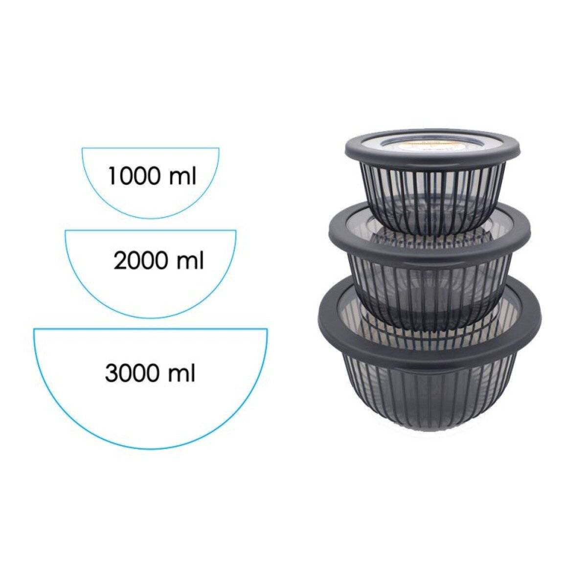 Aufbewahrungsschüssel mit luftdichtem Deckel in Stripe-Design - Anthrazit 1000 ml