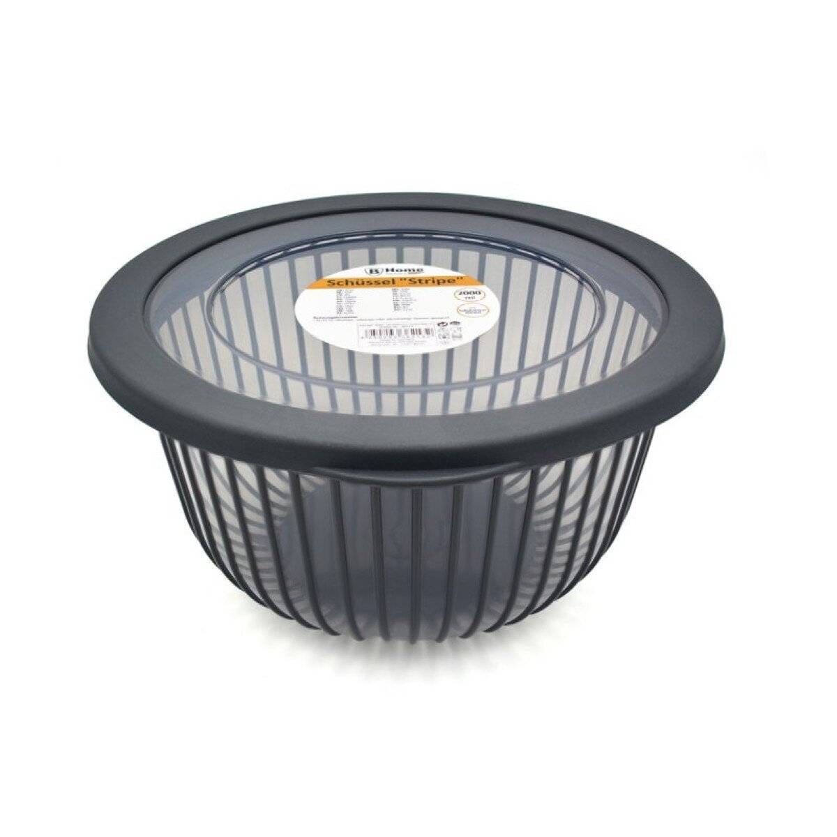 Aufbewahrungsschüssel mit luftdichtem Deckel in Stripe-Design - Anthrazit 2000 ml