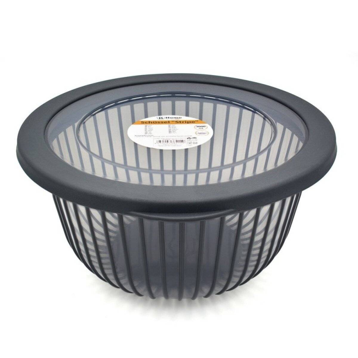 Aufbewahrungsschüssel mit luftdichtem Deckel in Stripe-Design - Anthrazit 3000 ml