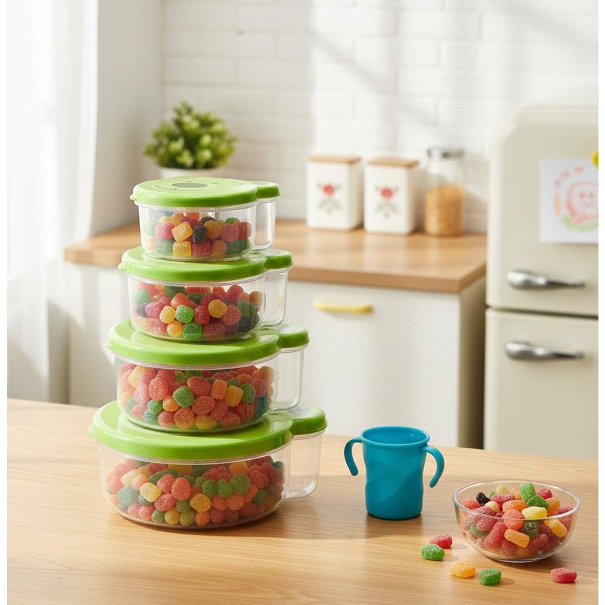 Aufbewahrungsdosen für Kinder - 4er Set mit Tiermotiven, BPA-Frei & stapelbar Frosch