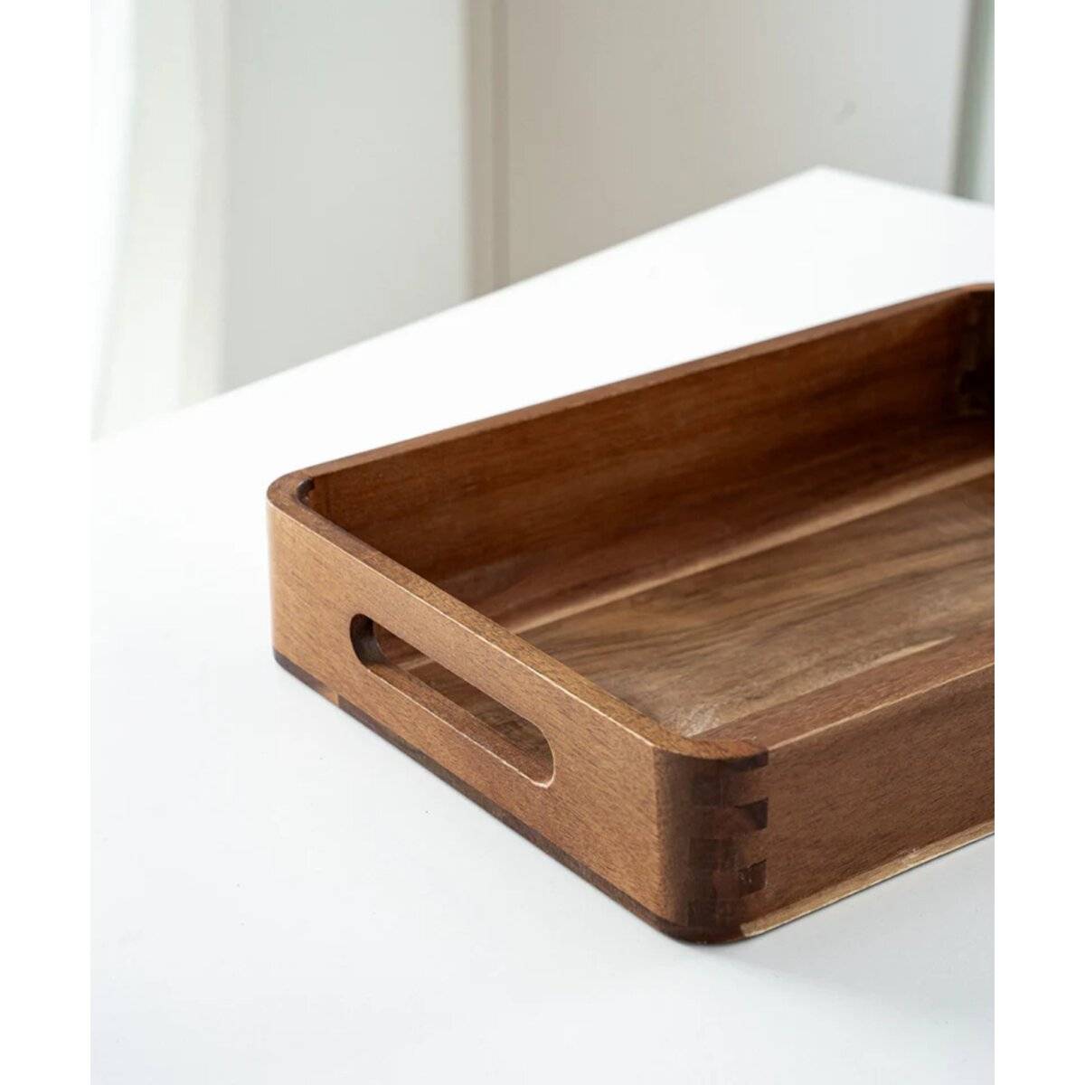 Akazie Tora Serviertablett aus Akazienholz - langlebig & vielseitig einsetzbar 35 × 25,5 × 5 cm