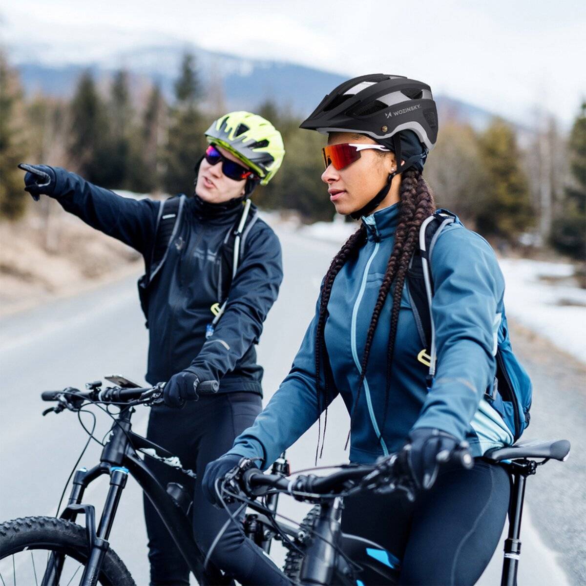 Wozinsky MTB Fahrradhelm Größe L 5762 cm leicht mit Belüftung Schwarz-Silber