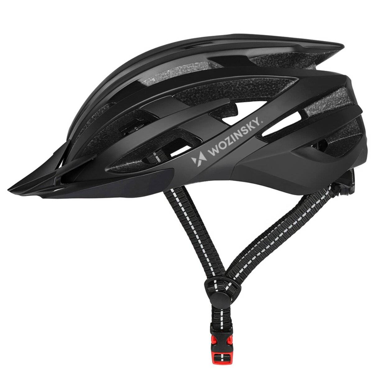 Wozinsky MTB-Fahrradhelm mit USB-Rücklicht Größe L 5762 cm Schwarz