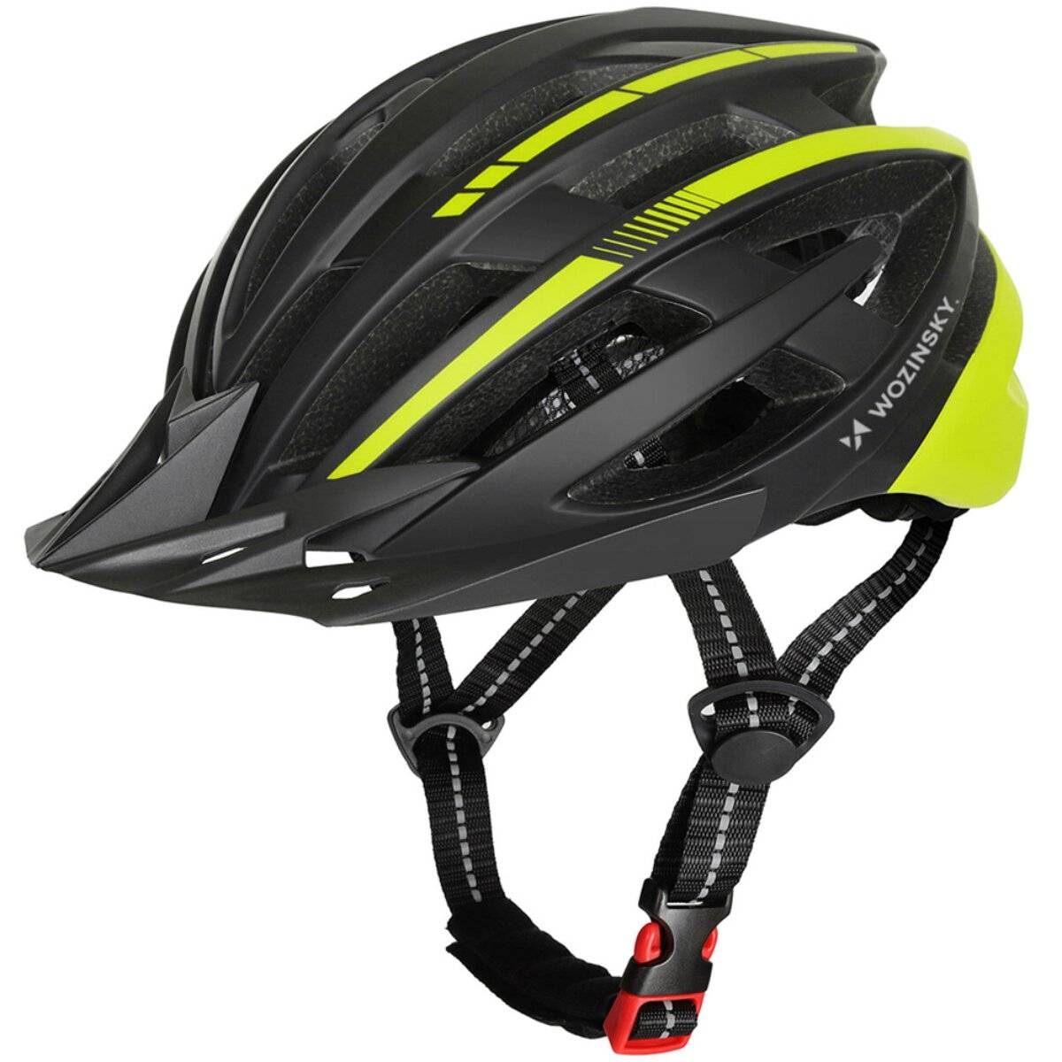 MTB Fahrradhelm mit Visier und USB LED Rücklicht verstellbar Größe M Schwarz Gelb