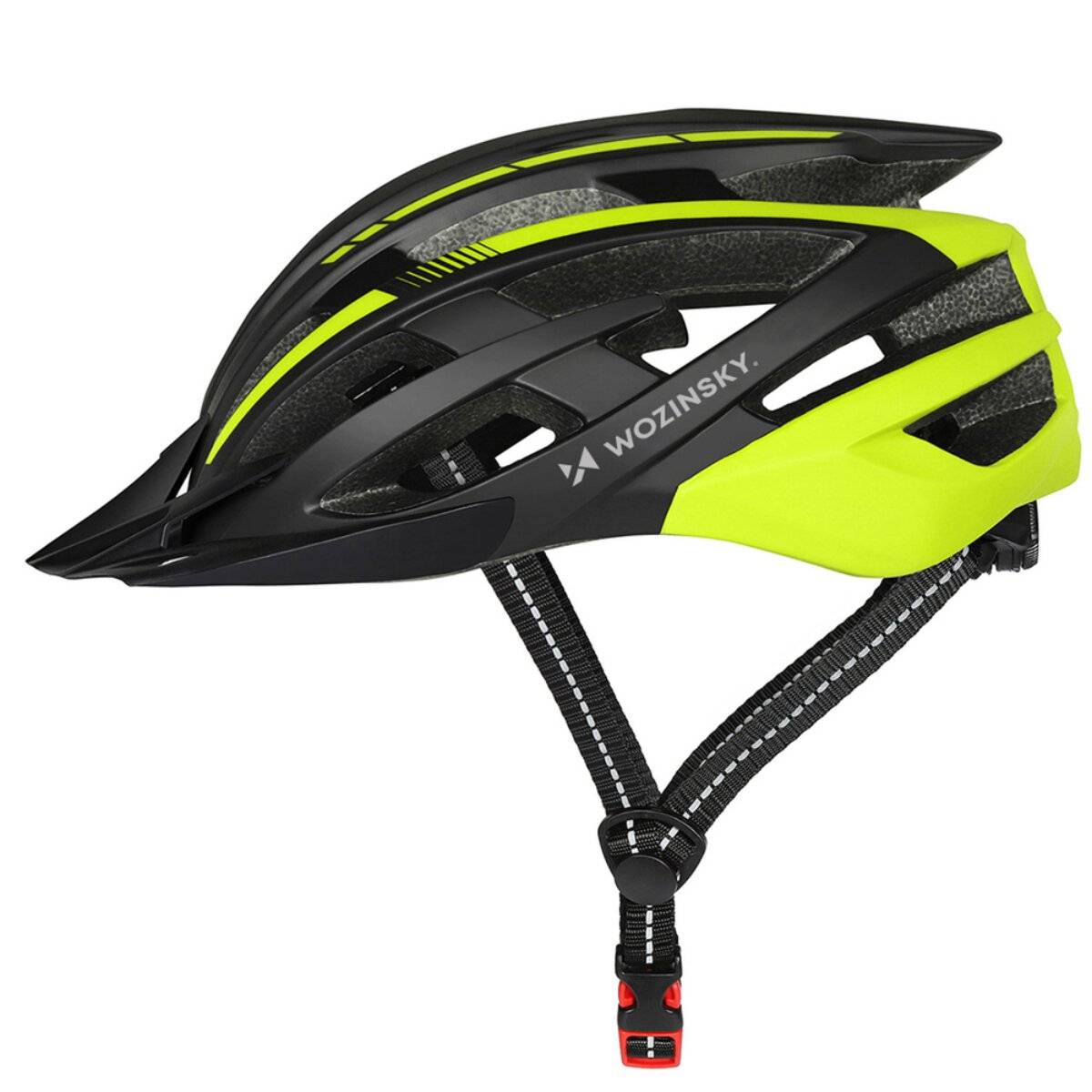 Wozinsky MTB-Fahrradhelm mit USB-Rücklicht Größe L 5762 cm Schwarz und Gelb