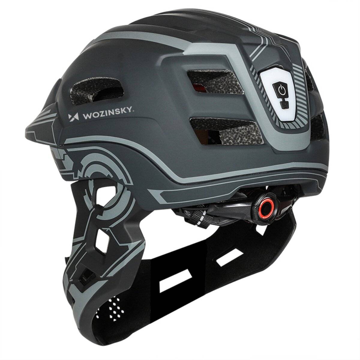 Wozinsky Kinder-Integralhelm mit USB-Rücklicht Größe S 5256 cm Grau