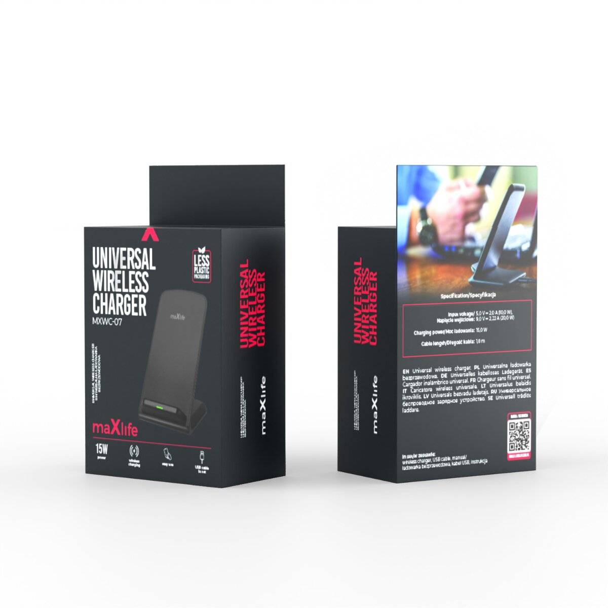 Maxlife MXWC-07 Wireless Charger 15W Ladepad mit USB-C Anschluss