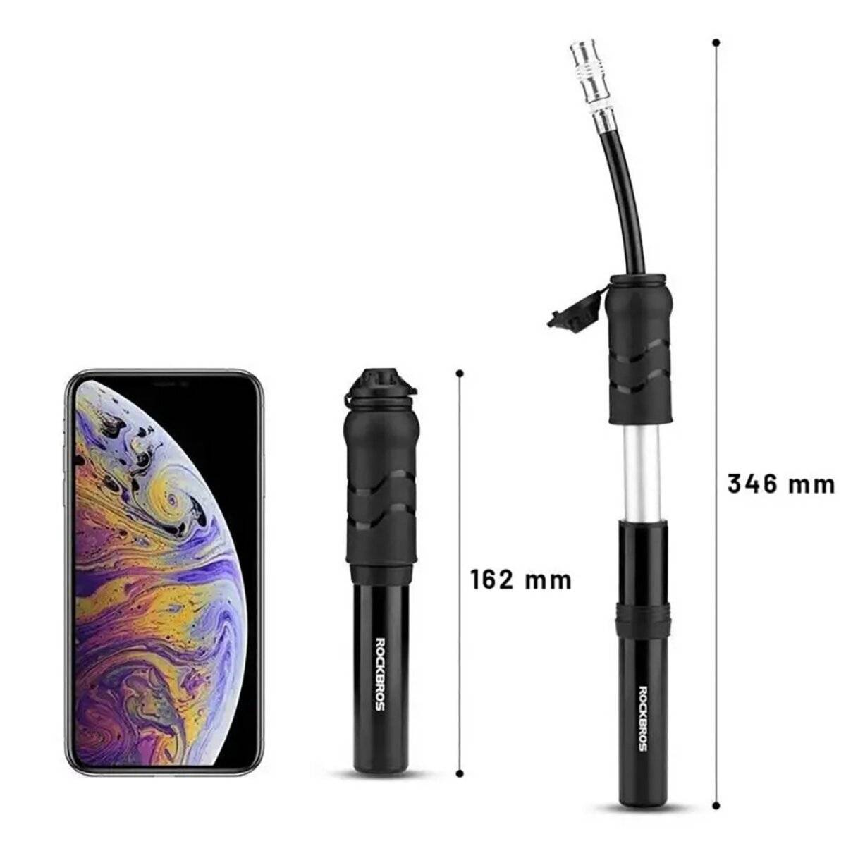 Rockbros Mini-Handpumpe Fahrrad 100 PSI mit Schlauch für Presta & Schrader