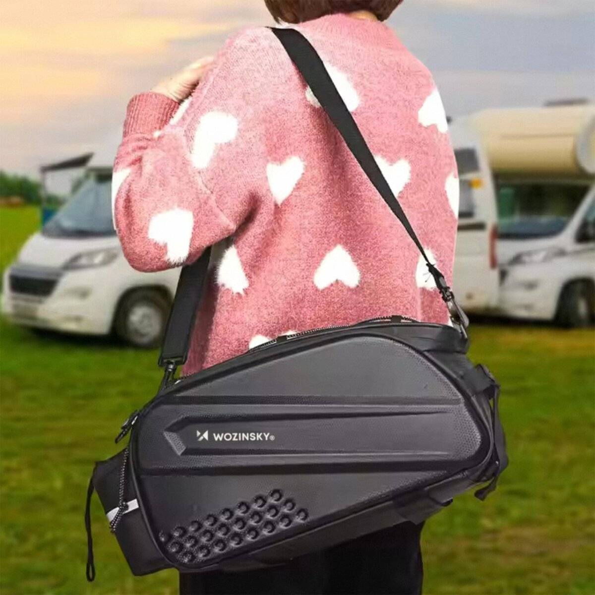 Wozinsky Fahrrad Gepäckträgertasche 14 l mit erweiterbaren Seitentaschen