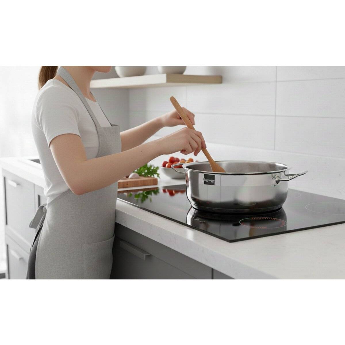 Edelstahl Kochtopf mi Antihaftbeschichtung - Induktionsgeeignet in Silber ø36 cm