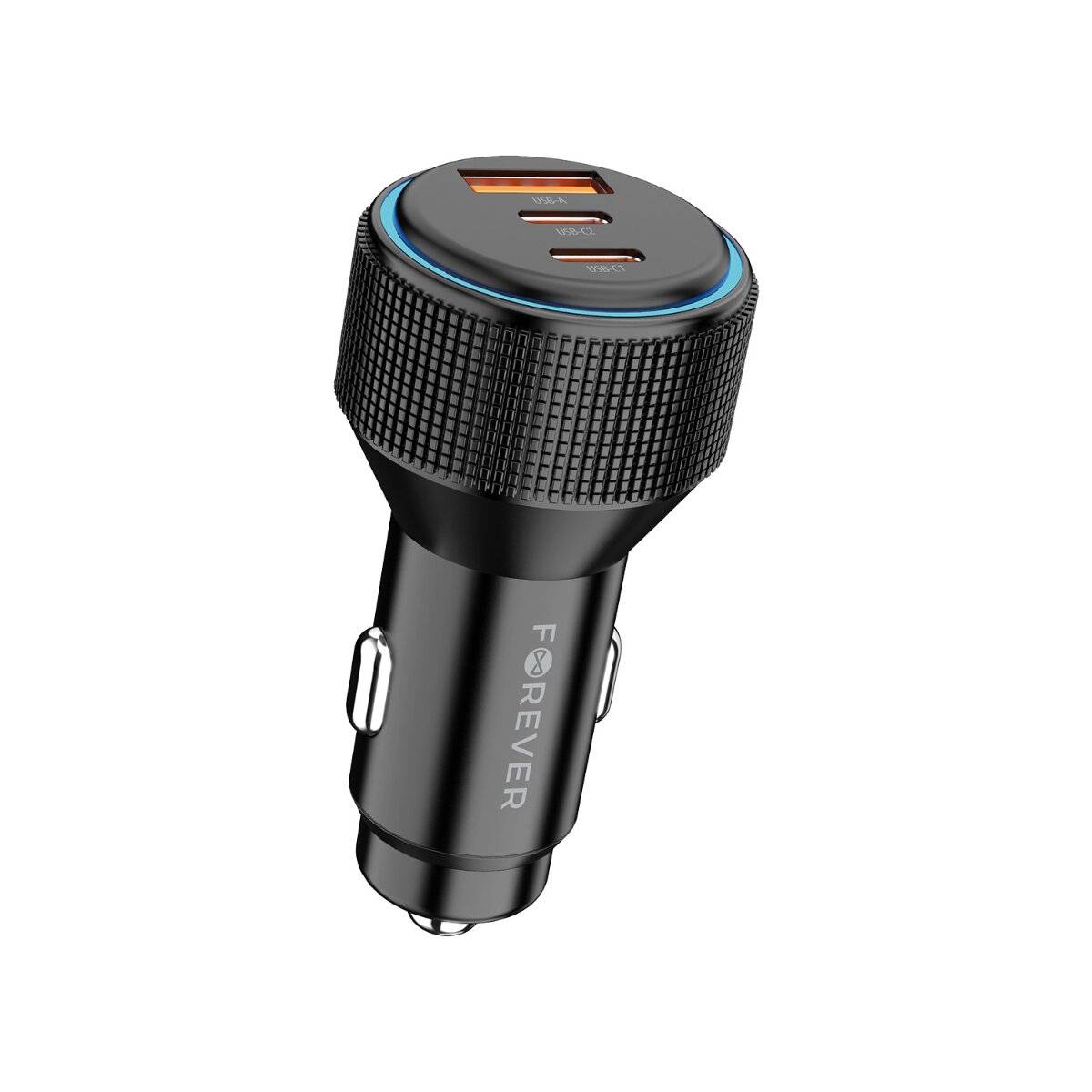 Forever CC-07 Autoladegerät 66 W 2x USB C 1x USB A PD QC schwarz