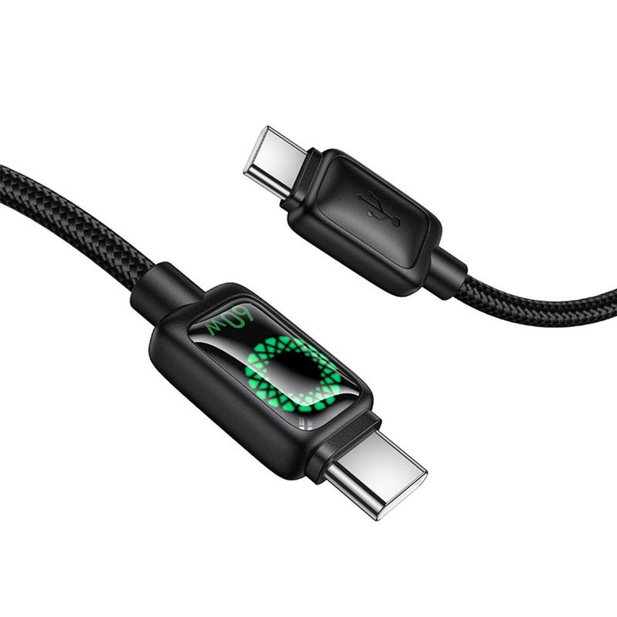 Hoco USB C auf USB C Kabel 1,2 m 60 W 3 A PD QC3 LCD schwarz