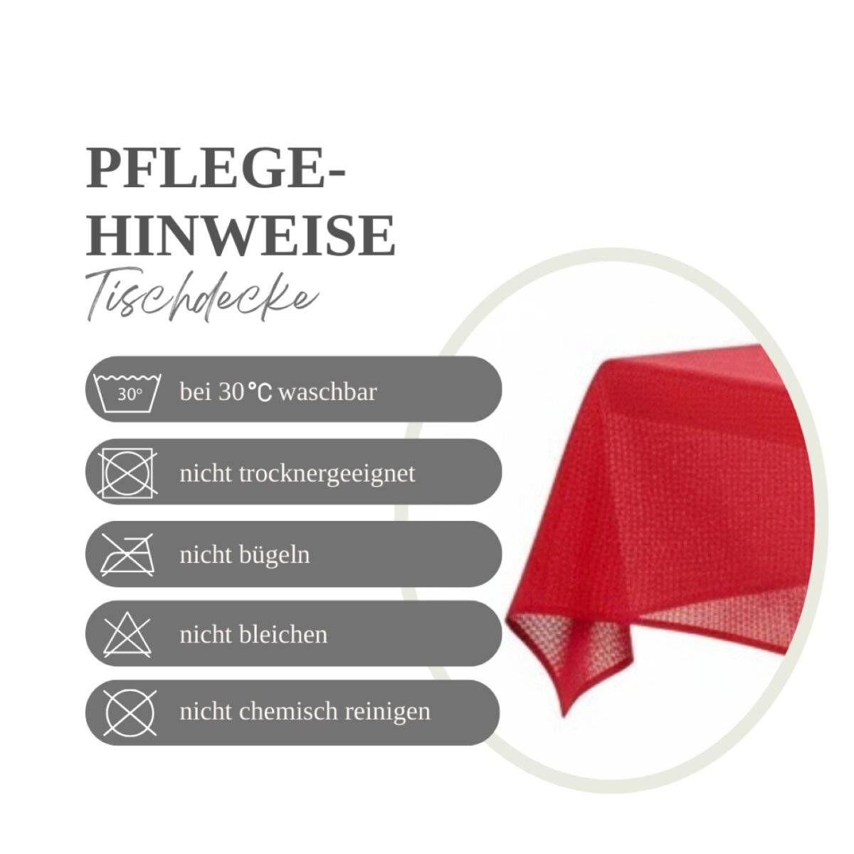 Garten Tischdecke ø140 cm für Garten, Terrasse und Balkon - rund, wasserfest & pflegeleicht Rot