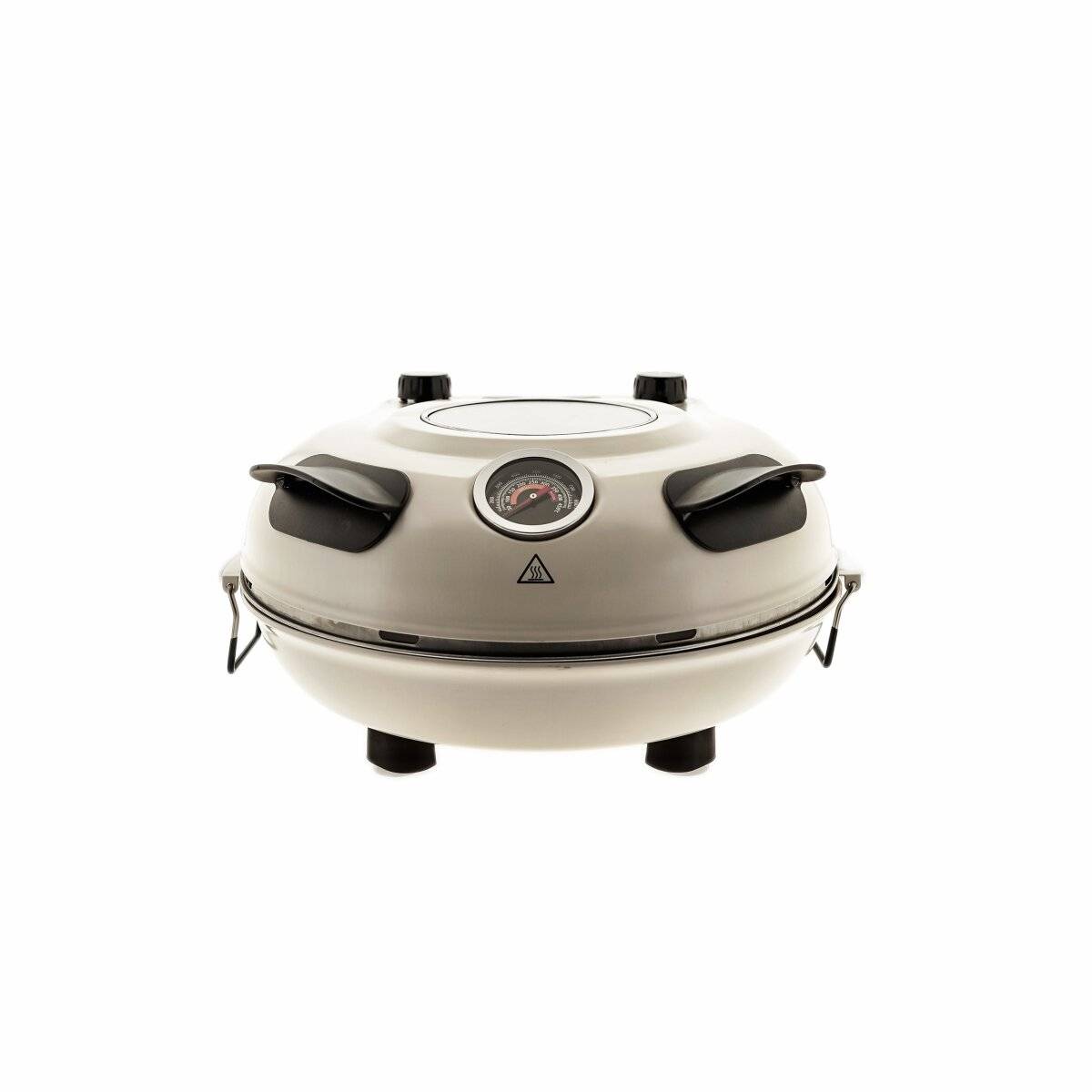 Mulex Steinbackofen mit 5 Temperaturstufen, 1200 W - Pizzastein ø30 cm, Creme