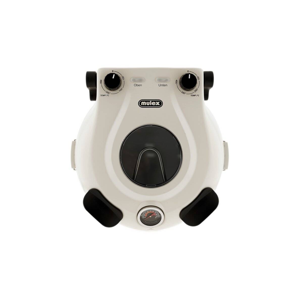 Mulex Steinbackofen mit 5 Temperaturstufen, 1200 W - Pizzastein ø30 cm, Creme