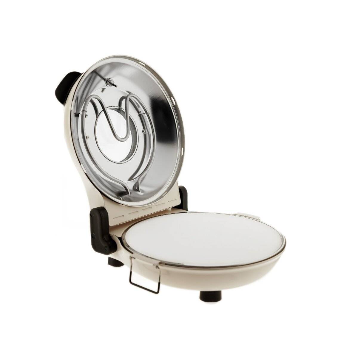 Mulex Steinbackofen mit 5 Temperaturstufen, 1200 W - Pizzastein ø30 cm, Creme