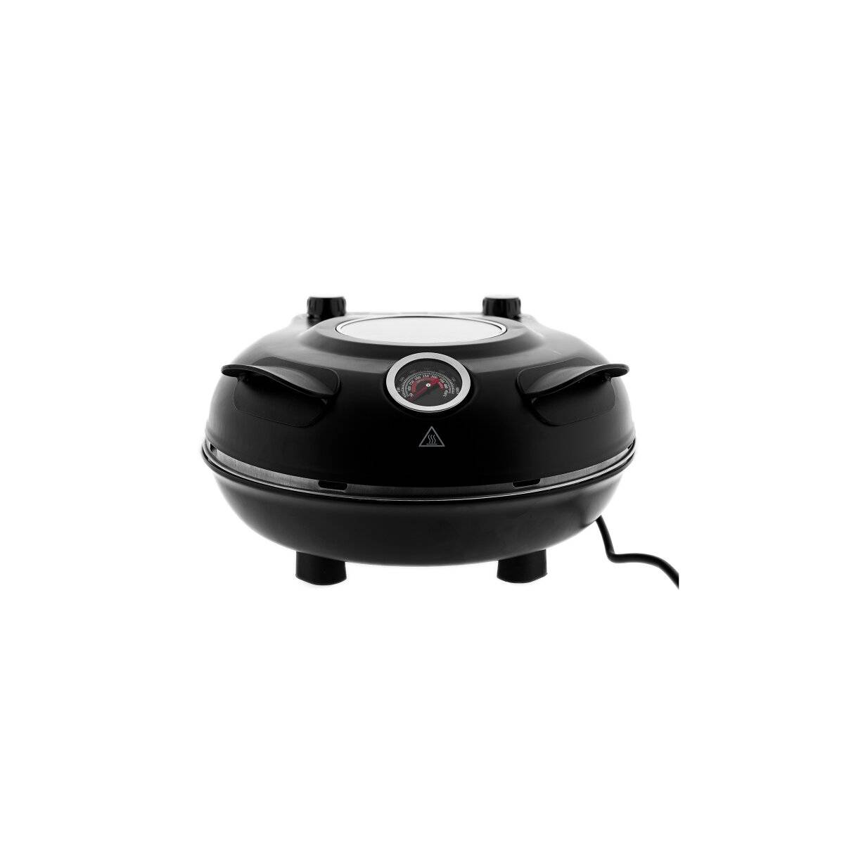 Mulex Steinbackofen mit 5 Temperaturstufen, 1200 W - Pizzastein ø30 cm, Schwarz