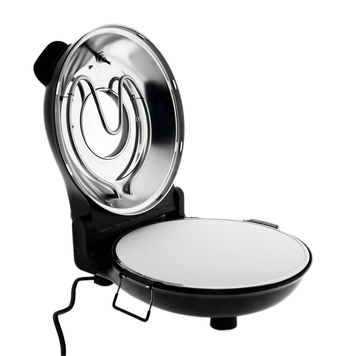 Mulex Steinbackofen mit 5 Temperaturstufen, 1200 W - Pizzastein ø30 cm, Schwarz