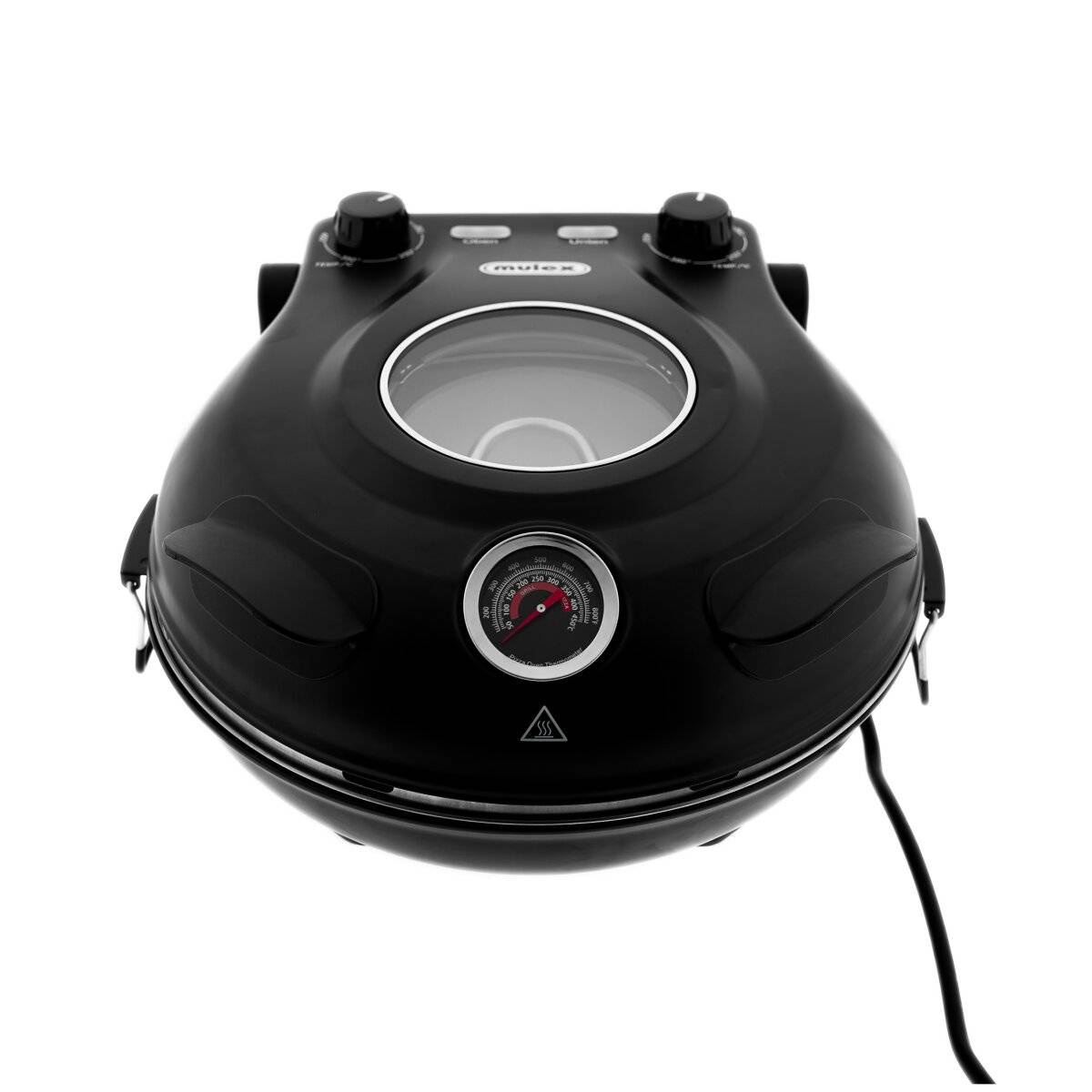 Mulex Steinbackofen mit 5 Temperaturstufen, 1200 W - Pizzastein ø30 cm, Schwarz