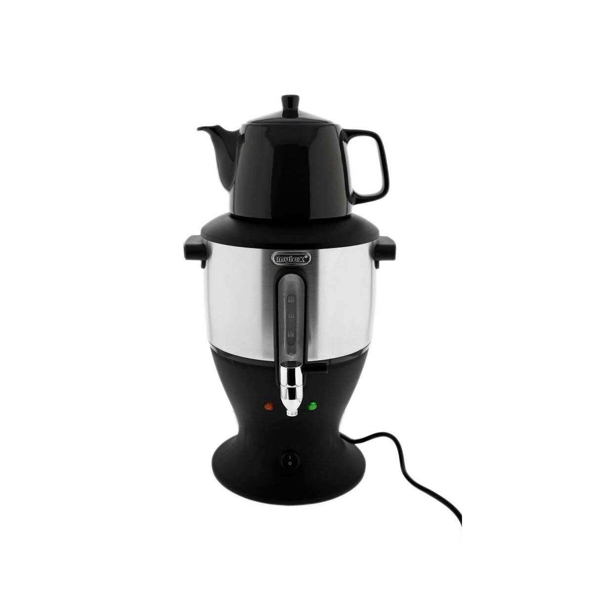 Mulex Teekocher 1800 W - 4 L Wasserbehälter & 1,5 L Porzellan-Teekanne, Schwarz