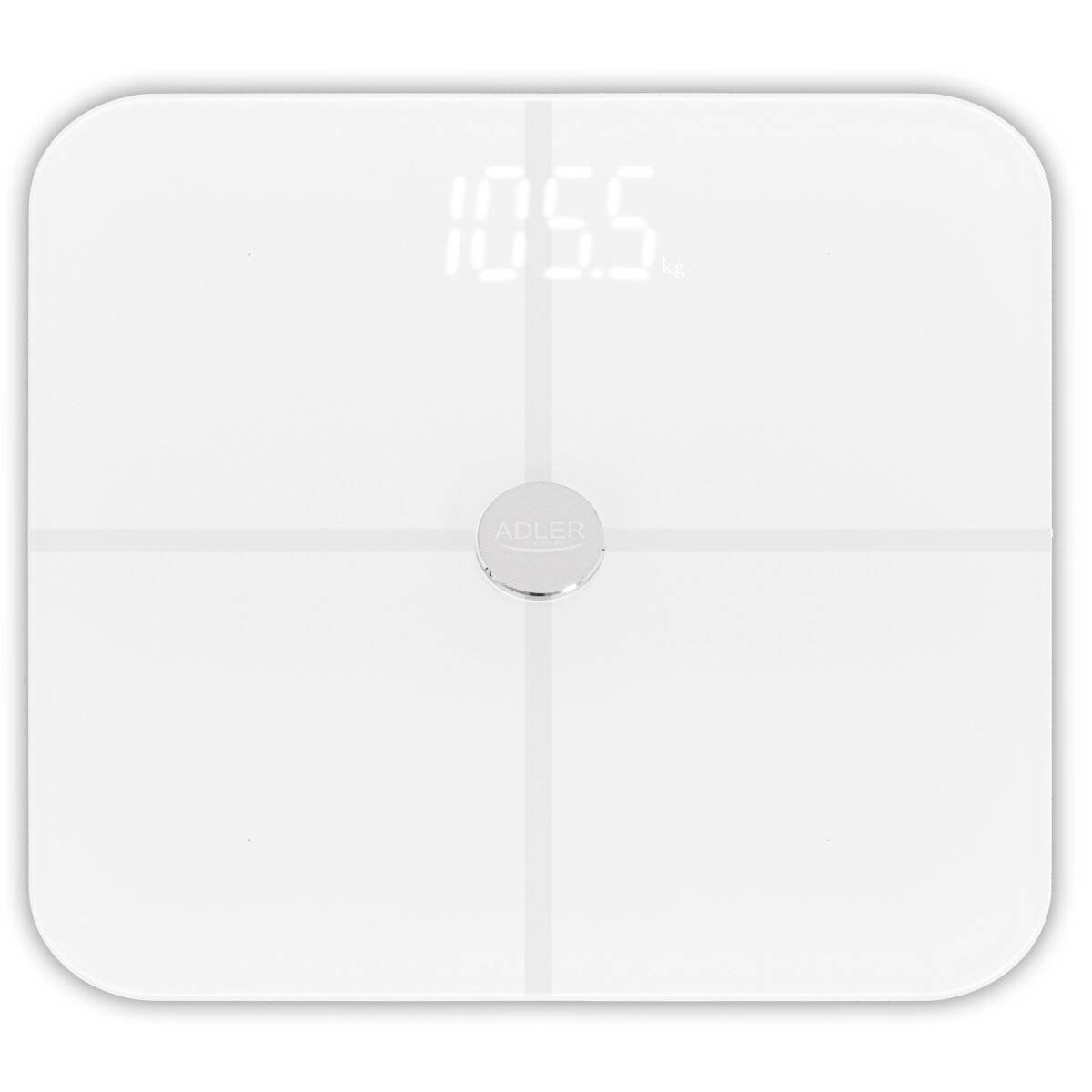 Adler AD 8187 Personenwaage mit Körperanalyse mit App, bis 180 kg, Weiß