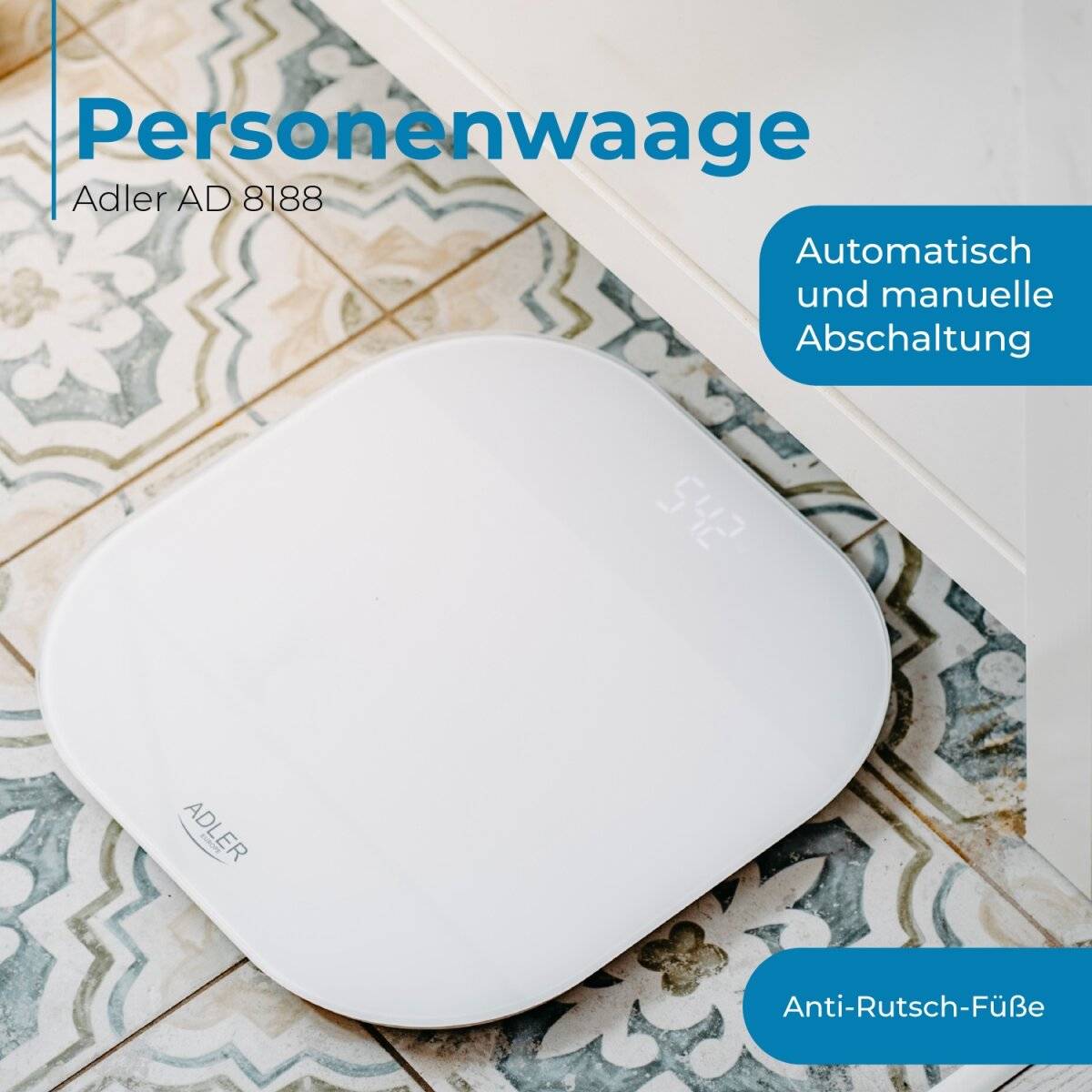 Adler AD 8188 Digitale Personenwaage mit LED-Display, bis zu 180 kg
