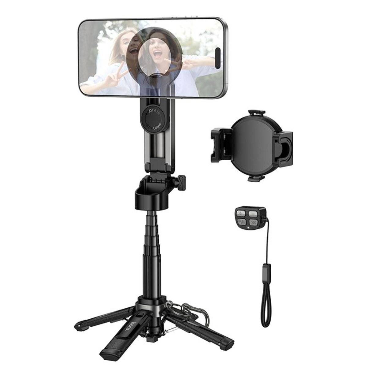 Hoco K27 PRO Handy Stativ Live Stand magnetisch universal mit Bluetooth Remote Schwarz