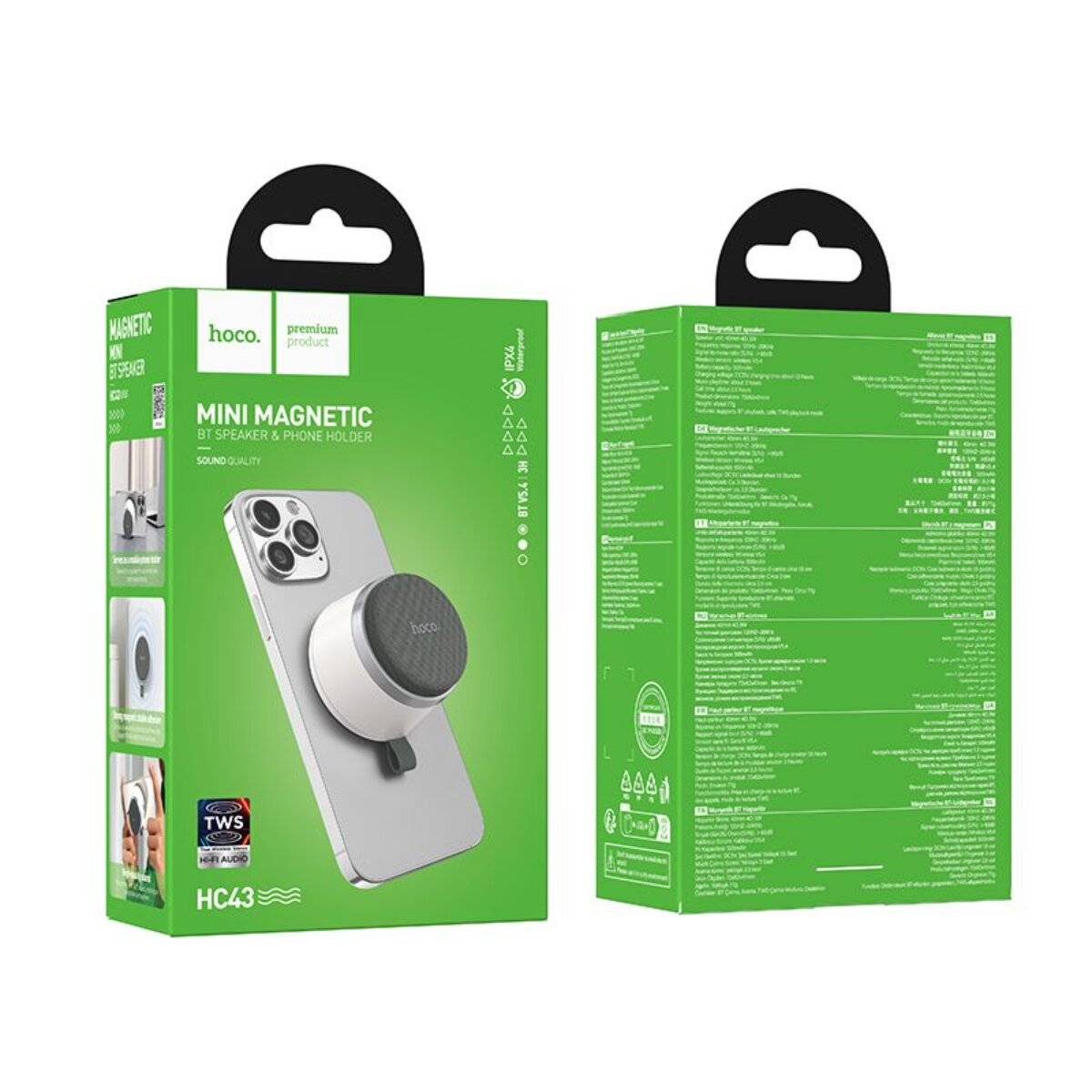 Hoco HC43 Bluetooth Lautsprecher mit Magnet TWS Funktion Weiß