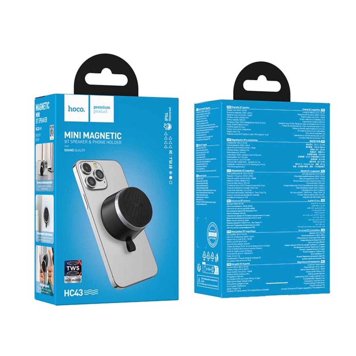 Hoco HC43 Bluetooth Lautsprecher mit Magnet TWS Funktion Schwarz