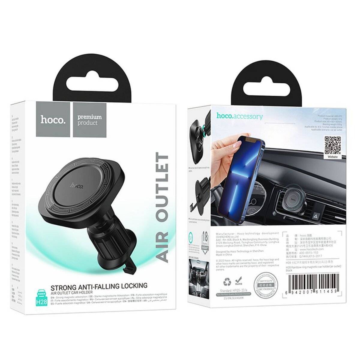 HOCO Auto-Kühlergrillhalter kompatibel mit MagSafe H28 schwarz