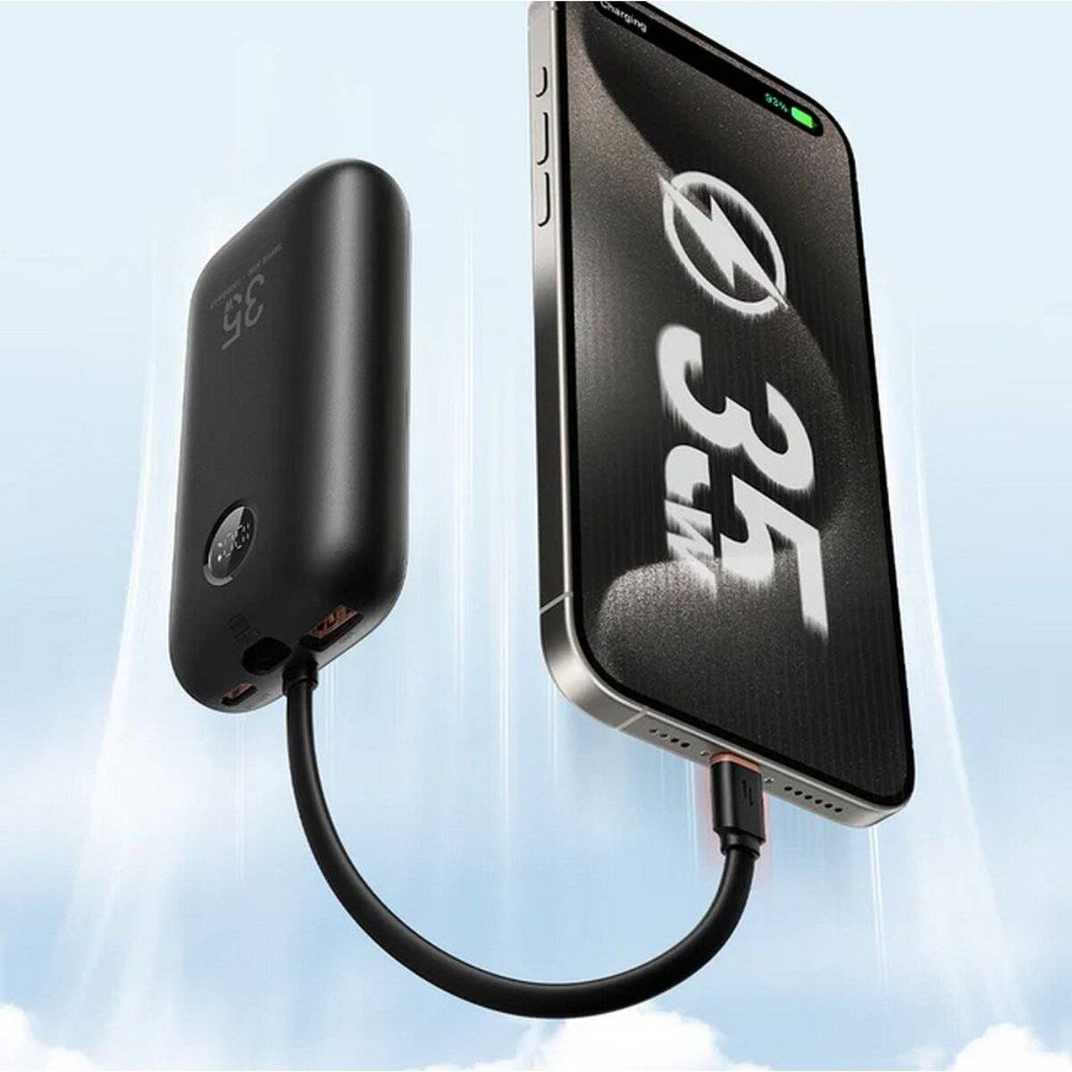 Powerbank Veger K1 35W PD QC3.0 10000 mAh mit integrierten Kabeln Schwarz