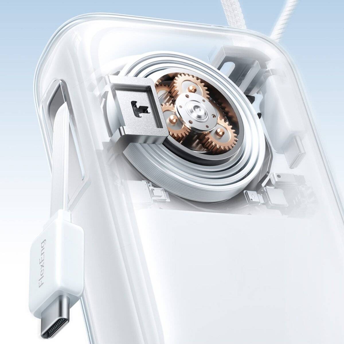 Joyroom JR-PR2L Powerbank 10000 mAh 35W mit einziehbarem USB-C Kabel und iPhone-Kabel Weiß