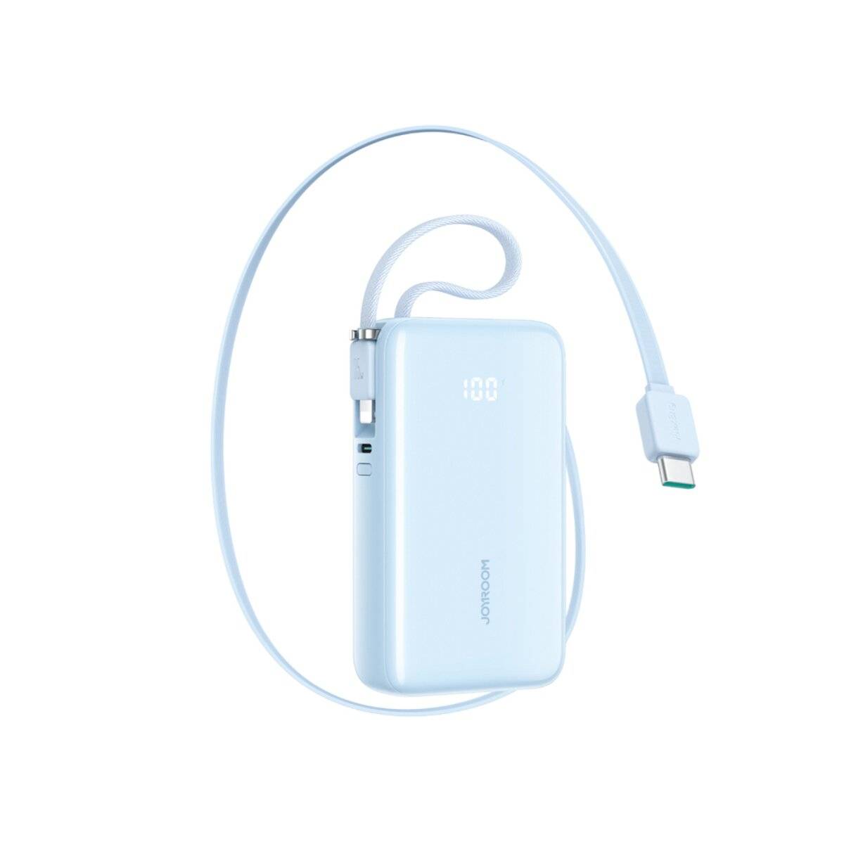 Joyroom JR-PR2L Powerbank 10000 mAh 35W mit einziehbarem USB-C Kabel und iPhone-Kabel Blau
