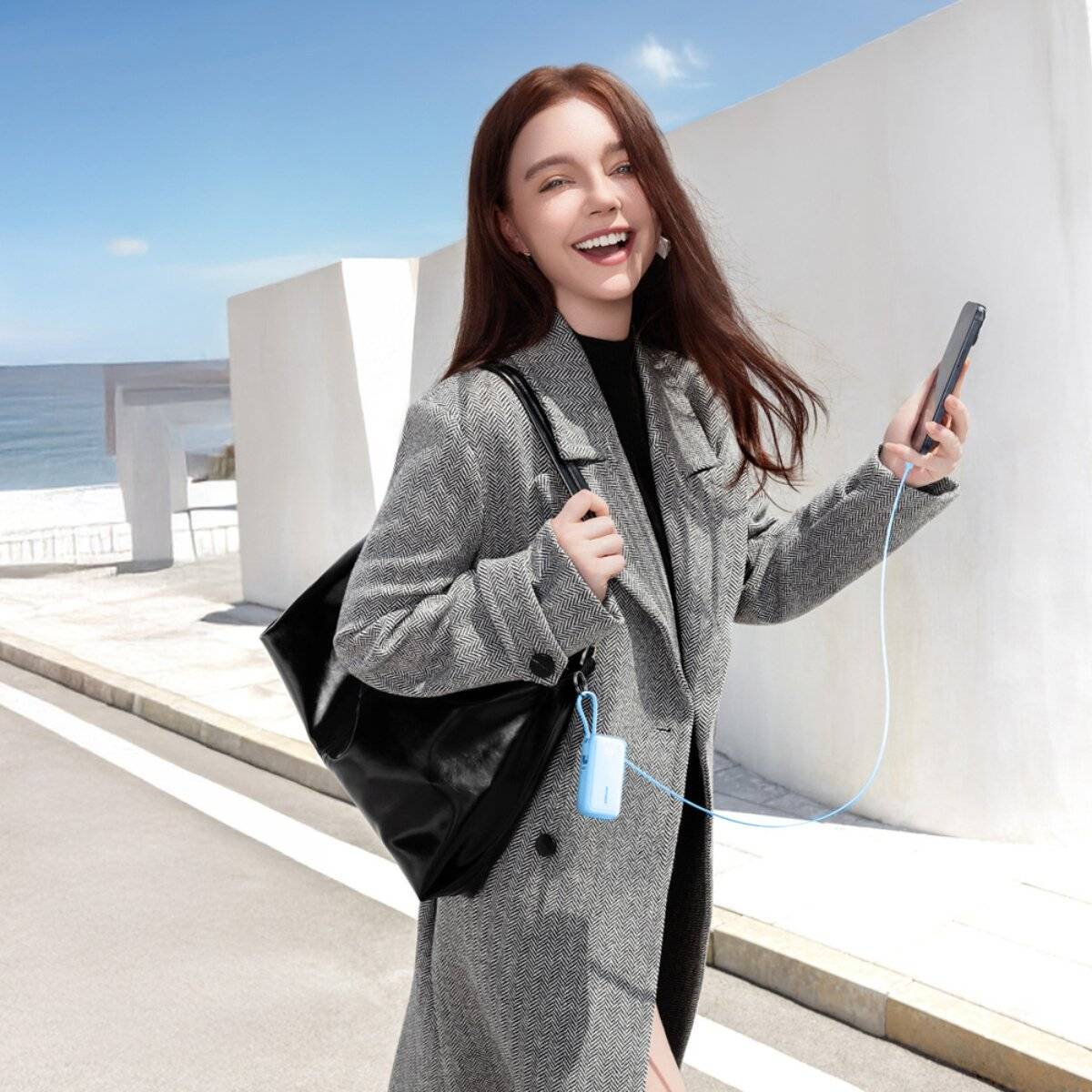 Joyroom JR-PR2L Powerbank 10000 mAh 35W mit zwei integrierten USB-C-Kabeln Blau