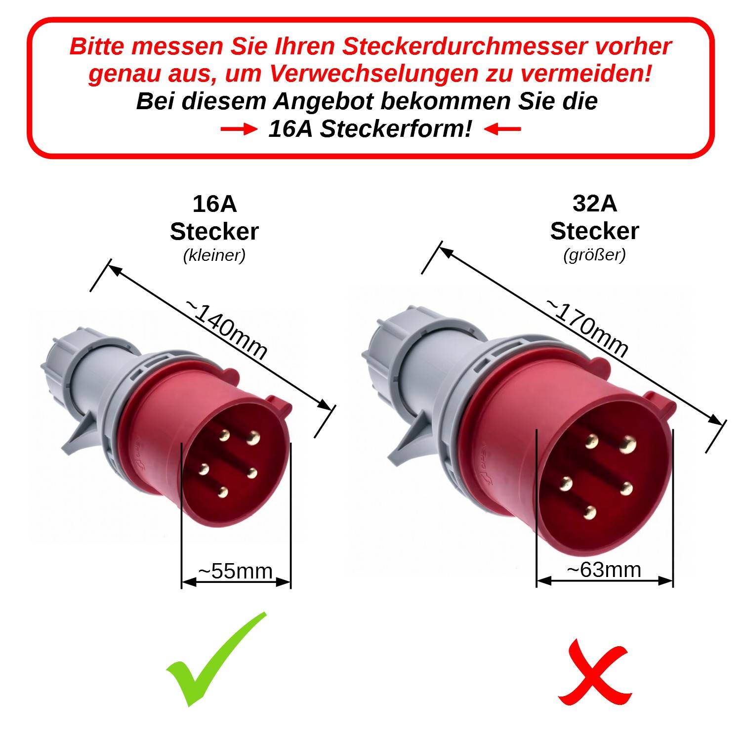 B+G E-Tech CEE 16A 400V Zwischenzählerbox mit Stecker 55mm Ø