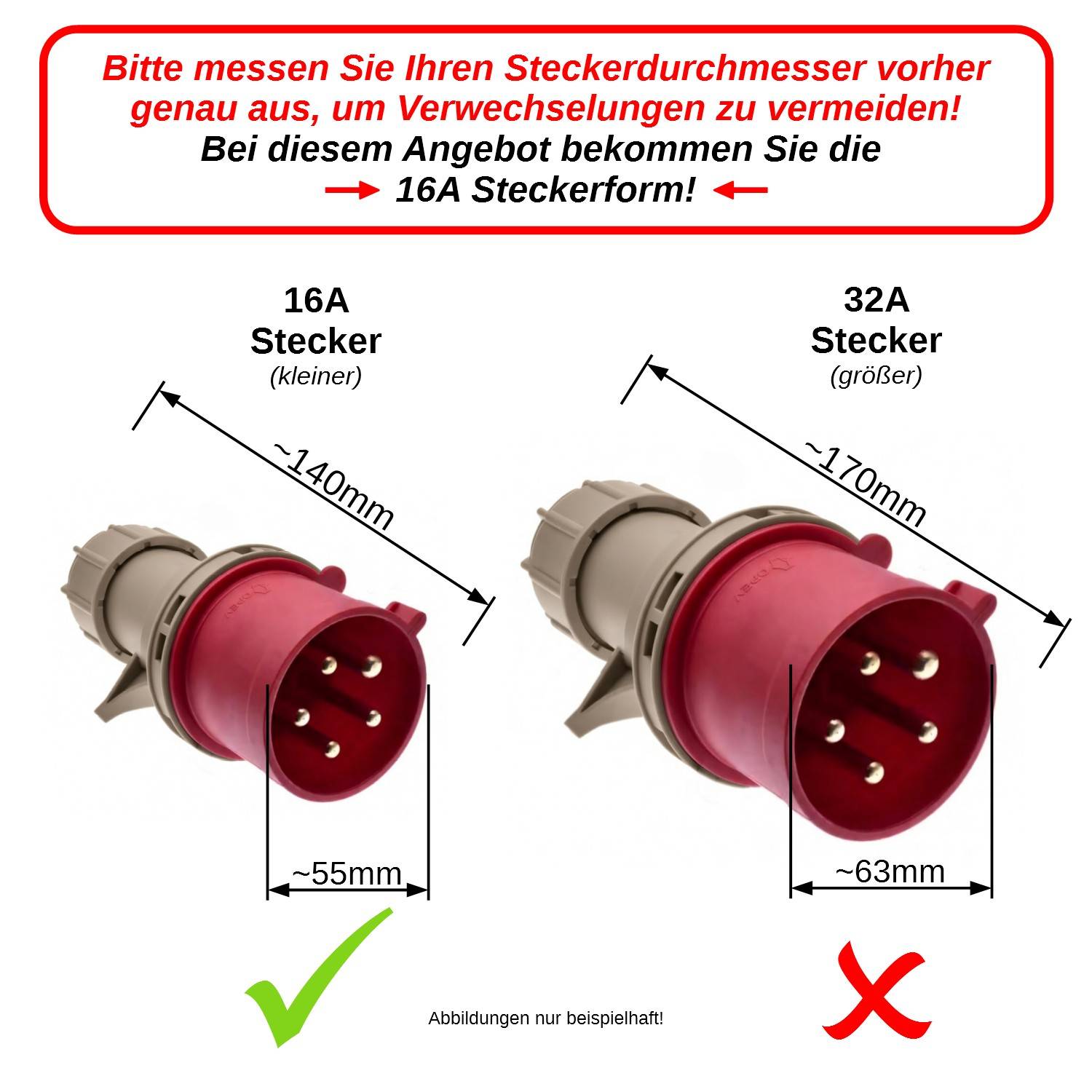 B+G E-Tech CEE 16A 400V Zwischenzählerbox Stecker 55mm Ø (Drehstromzähler FLDS100DR) mobil 100A digital