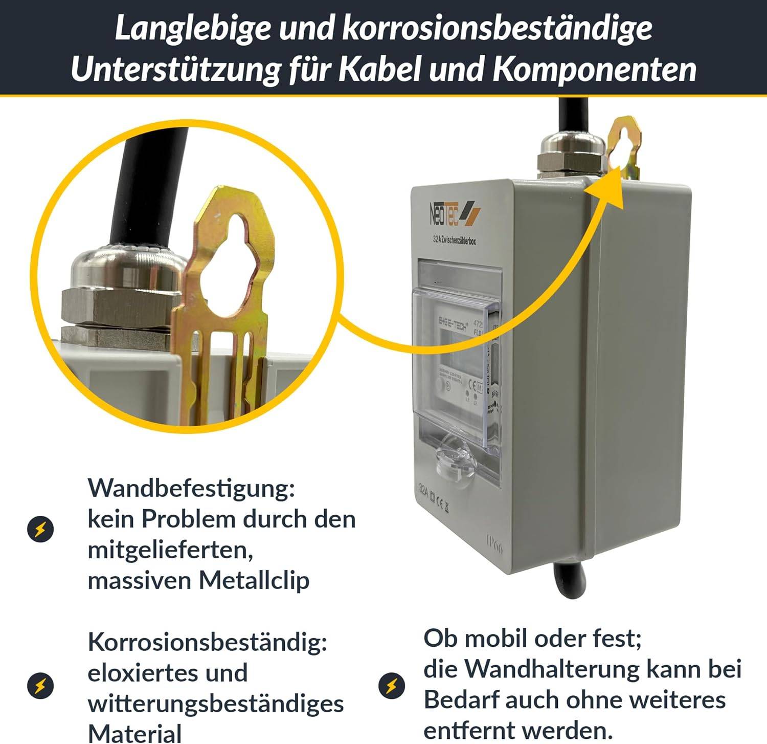 B+G E-Tech CEE 32A 400V Zwischenzählerbox Stecker 63mm Ø (Drehstromzähler FLDS100DR) mobil 100A digital