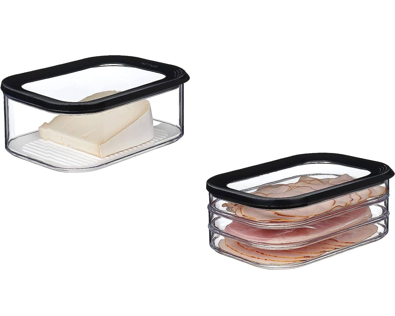 Mepal | Meat and Cheese Set | Nordic Black | Modula Vorratsdosen mit Deckel | Anti-Kondensationseinsatz | luftdicht & spülmaschinenfest