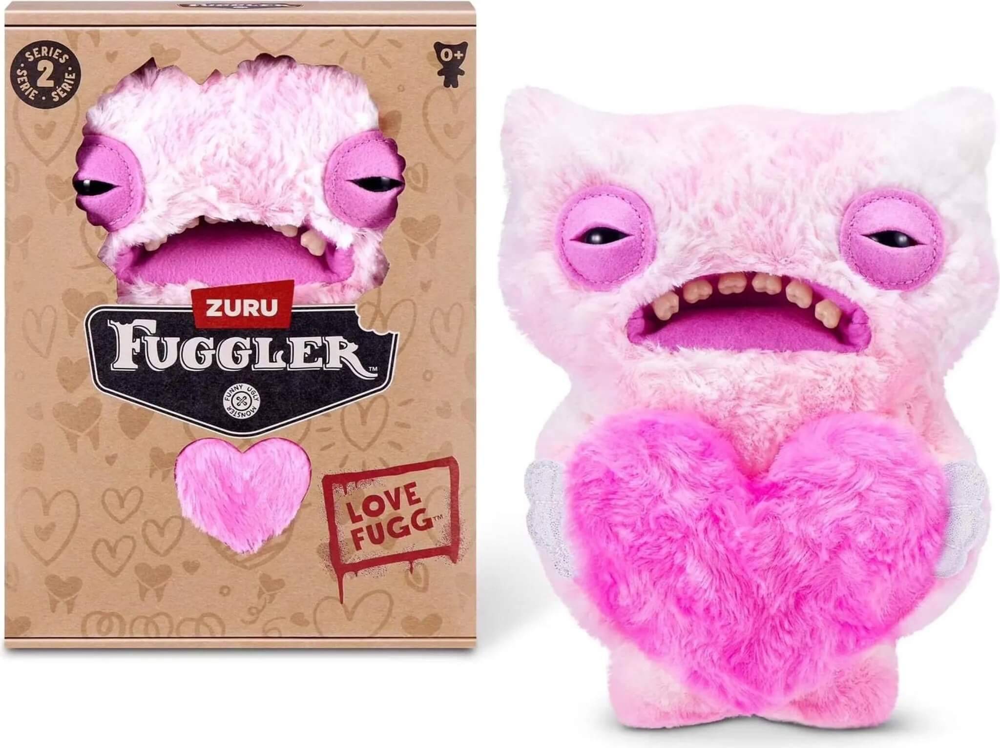 ZURU 15774B - Fuggler Love Fugg 23 cm - Wide Eyed Weirdo (Pink) - Monster-Plüsch