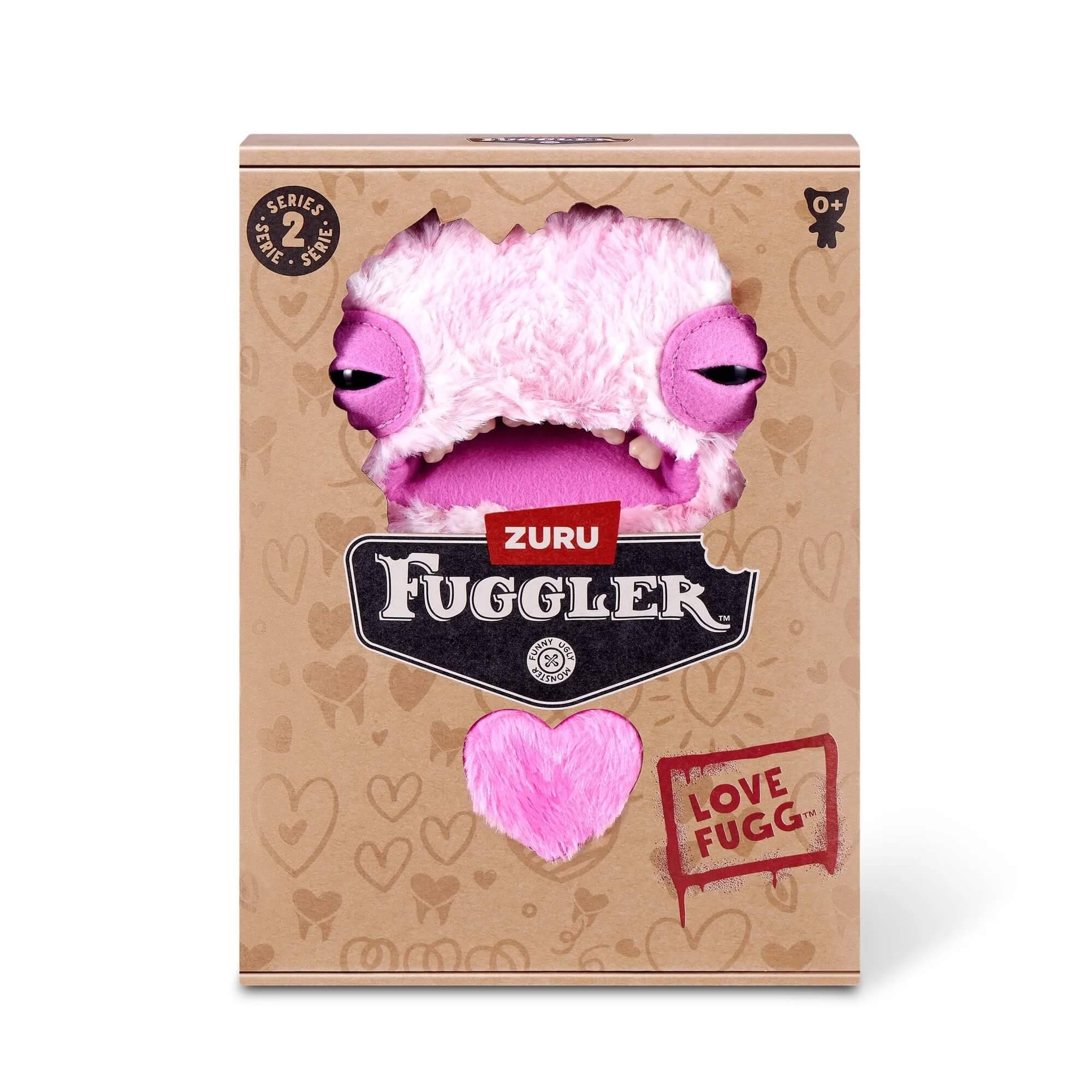 ZURU 15774B - Fuggler Love Fugg 23 cm - Wide Eyed Weirdo (Pink) - Monster-Plüsch